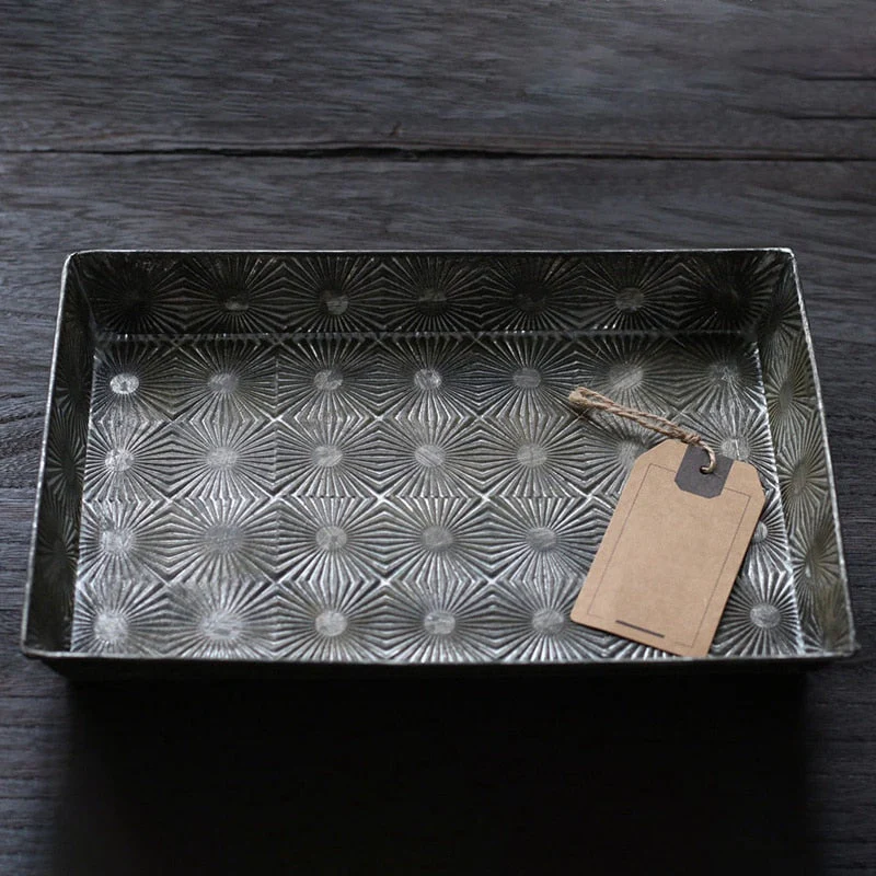 HULIANFU Starlight Series Retro Iron Bread Trays Round Rectangular Vintage Metal Bread Cake Plate Cup Storage Decor Photography Props - Deanwangkt