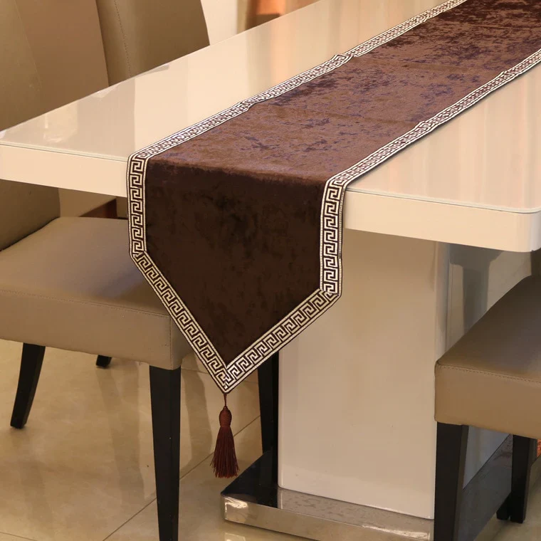 HULIANFU New Chinese high-end tablecloth flag shoes cabinet cover cloth European velvet bed runner simple color table cloth - Deanwangkt