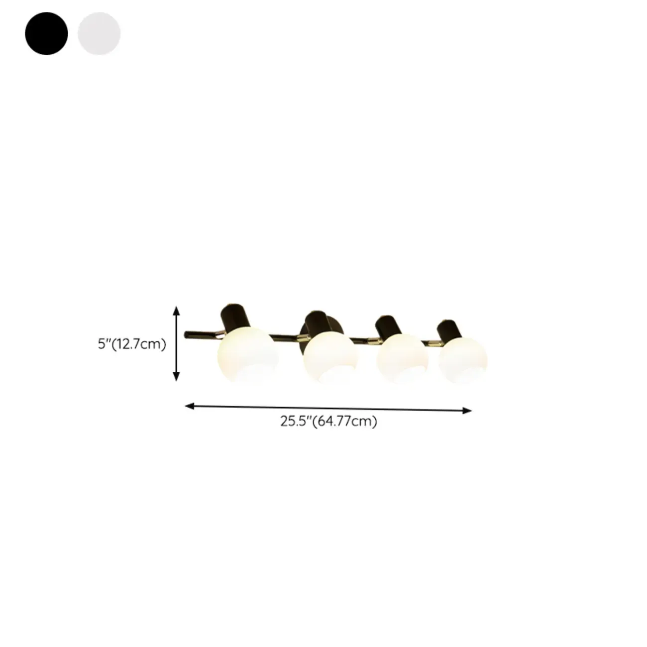 Modern Metal Black Glass Dome Bathroom Vanity Light