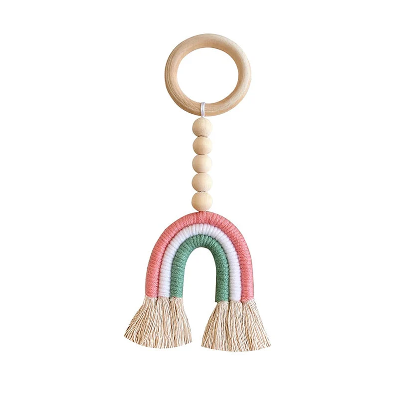 HULIANFU Macrame Rainbow Wall Hanging Decoration Boho Home Decor Party Supplies Baby Shower Dorm Kid Room Bead Tassels Ornaments - Deanwangkt