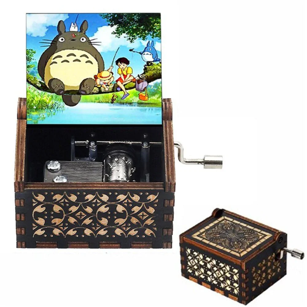HULIANFU New Attack On Titan Queen Music Box Antique Carved Wooden Hand Cranks Power Game Crossing Rainbow Christmas Birthday Gifts - Deanwangkt