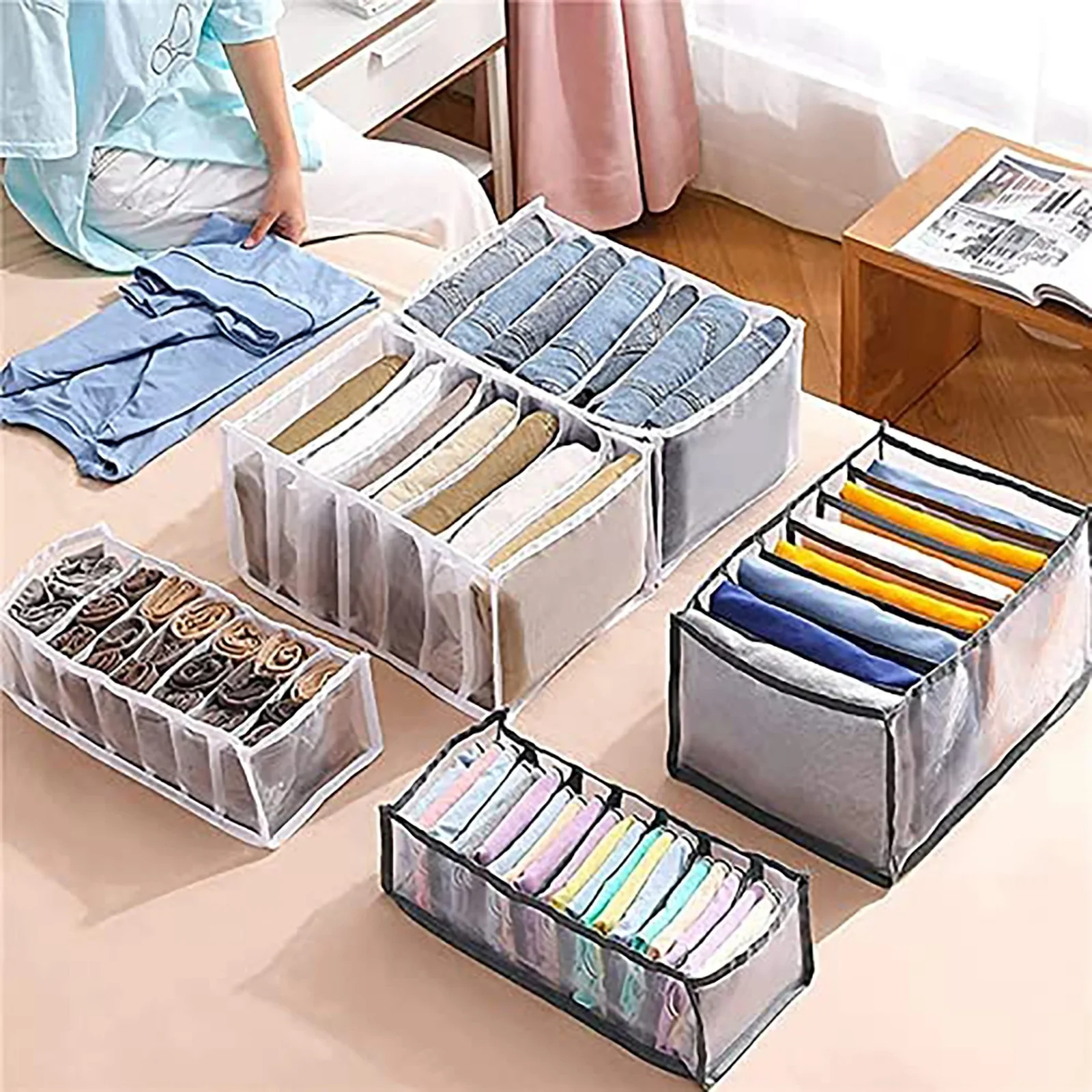 HULIANFU New Underwear Clothes Storage Box Foldable Drawer Organizers Socks Shorts Closet Wardrobe Separation Compartment Box Washable - Deanwangkt