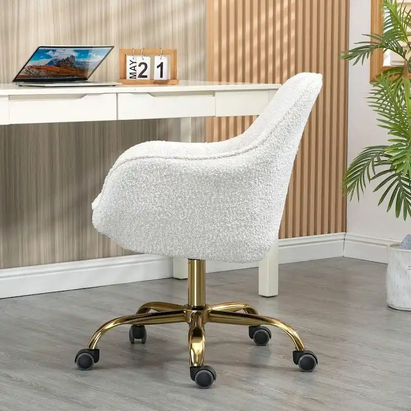 Modern Velvet 360 Degree Swivel Office Chair with Gold Base
