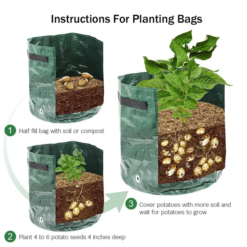 HULIANFU PE Potato Grow Bags Indoors Tomatoes Carrots Grow Pot Planting Vegetable Pots Garden Living Bag Outdoor Garden Pot Garden Tool - Deanwangkt
