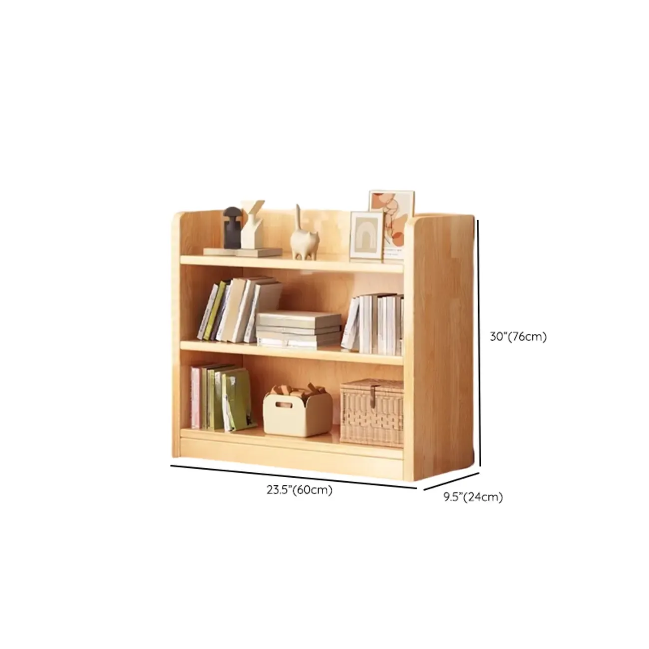 Narrow Vertical Modern Wooden Bookcase in Natural Finish