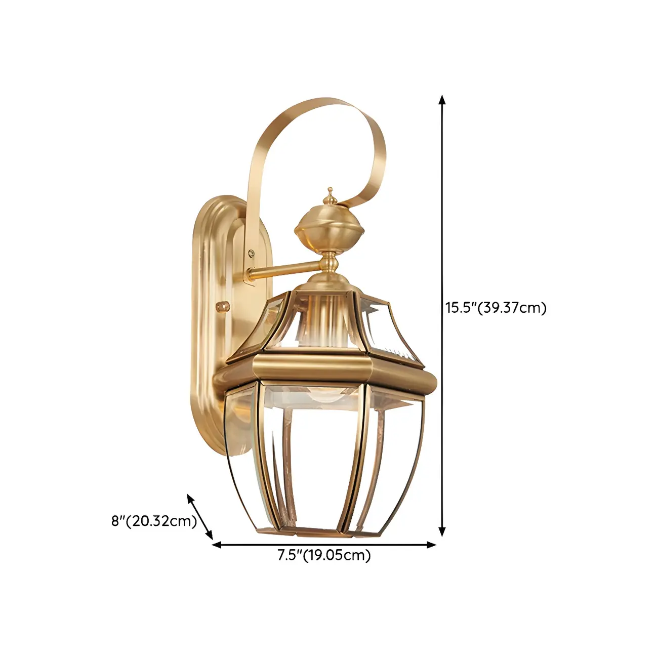 Transparent Gold Glass LED Wall Sconce with Metal Frame