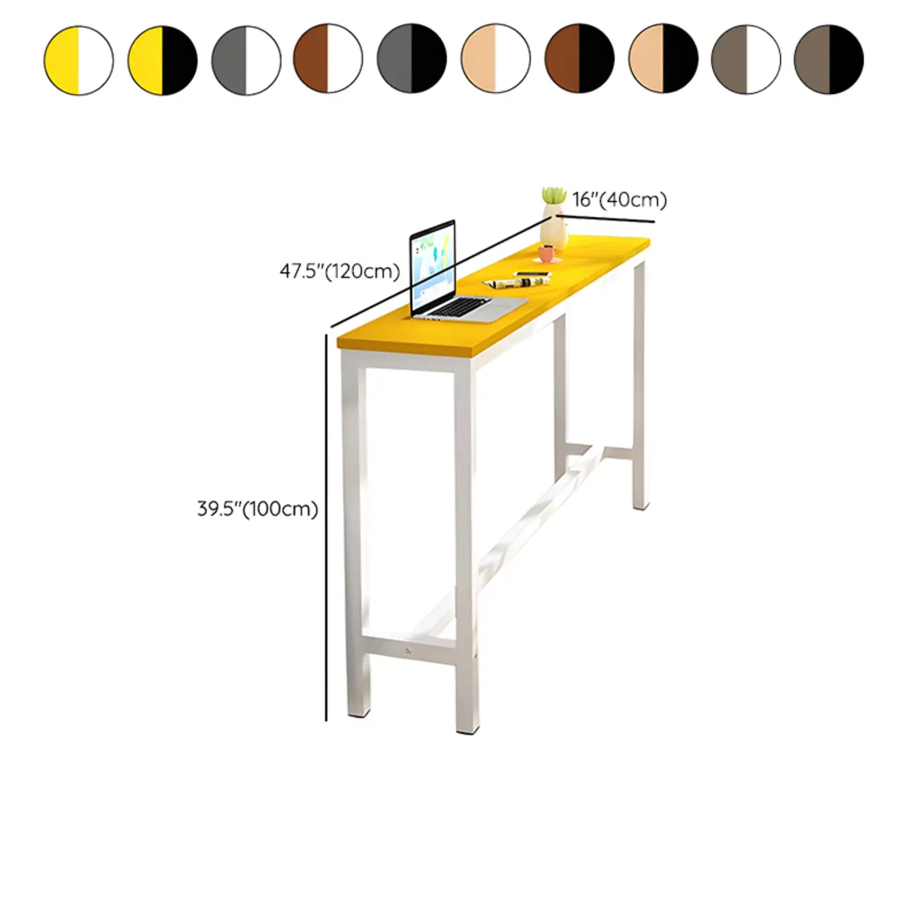 Grey Rectangle Wood Metal Footrest Bar Tables