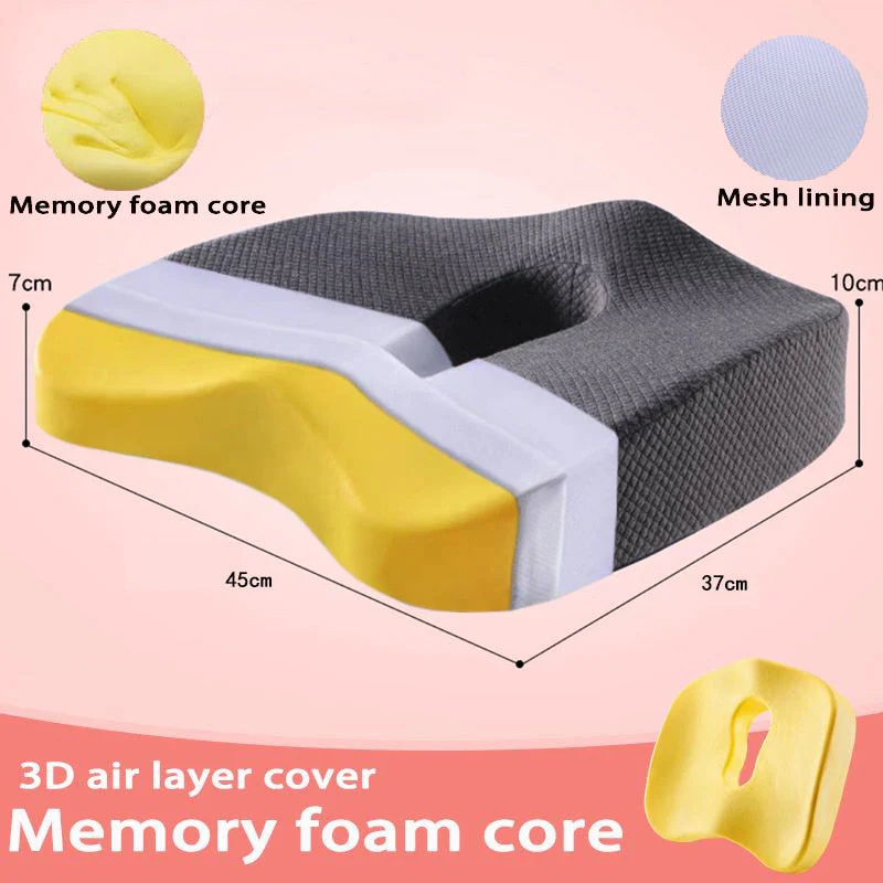 HULIANFU Memory Foam Seat Cushion Orthopedic Pillow Coccyx Office Chair Cushion Car Seat Pillow Wheelchair Massage Vertebrae Seat Pad - Deanwangkt