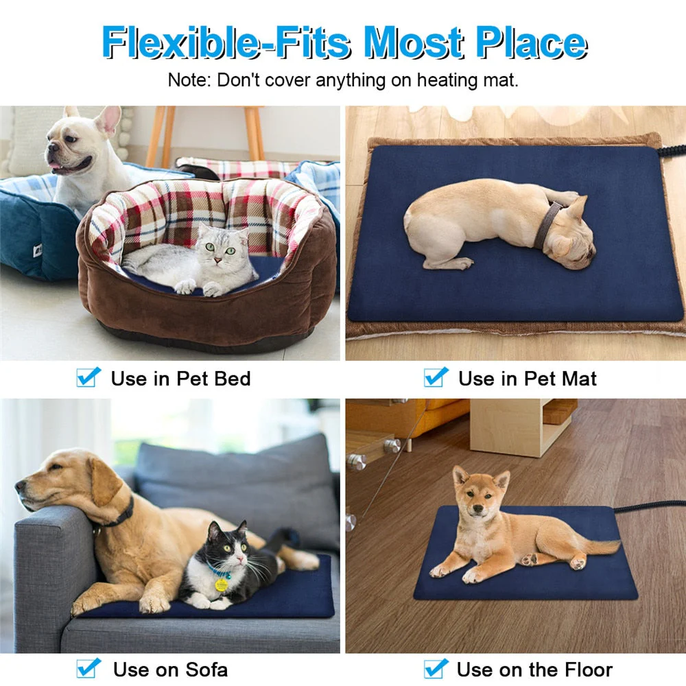 HULIANFU Pet Electric Heating Pad Blanket Pet Dog Cat Winter Warmer Pad Waterproof Adjustable Temperature Dog Mats with Light indication - Deanwangkt