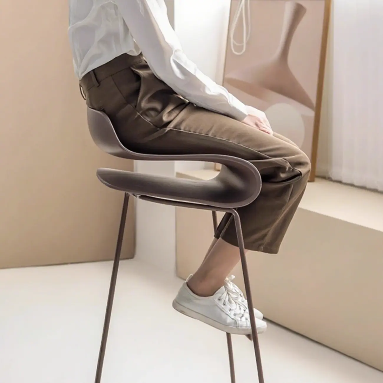 Industrial Plastic Steel Frame Low Back Armless Bar Stool