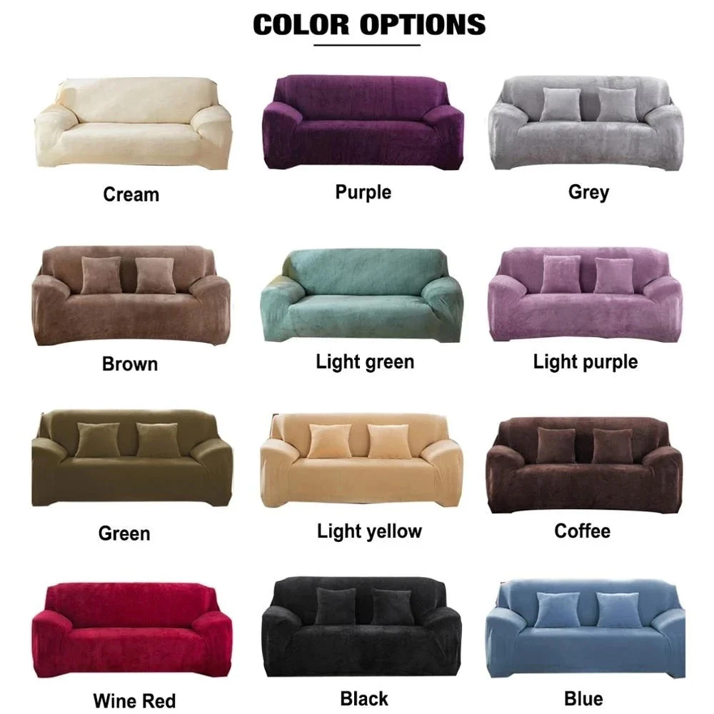 HULIANFU Plush Thick Sofa Cover for Living Room Adjustable Elastic Corner Couch Covers Sectional Slipcover Decor Sofa Chaise Cover Lounge - Deanwangkt