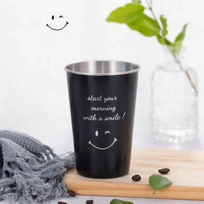 HULIANFU NorthernEurope Ins Industry Style 304 Stainless Steel Spray Paint Beer Cup Cold Water Drinks Cup Household Office Use Gargle Cup - Deanwangkt