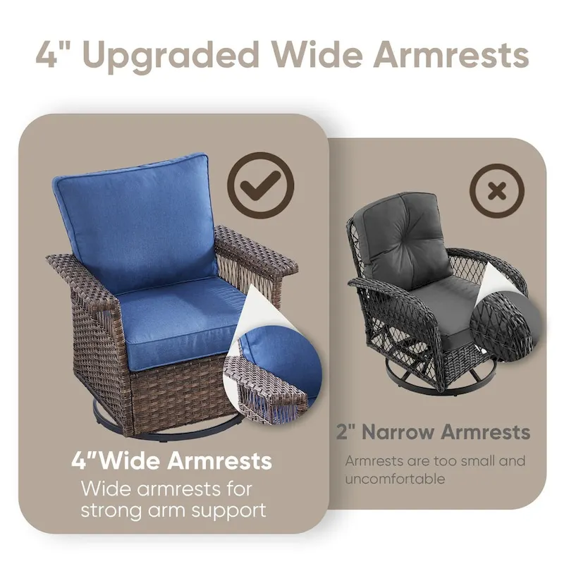 Patio Chairs Rocking Swivel Chiar - 2 Piece - Brown