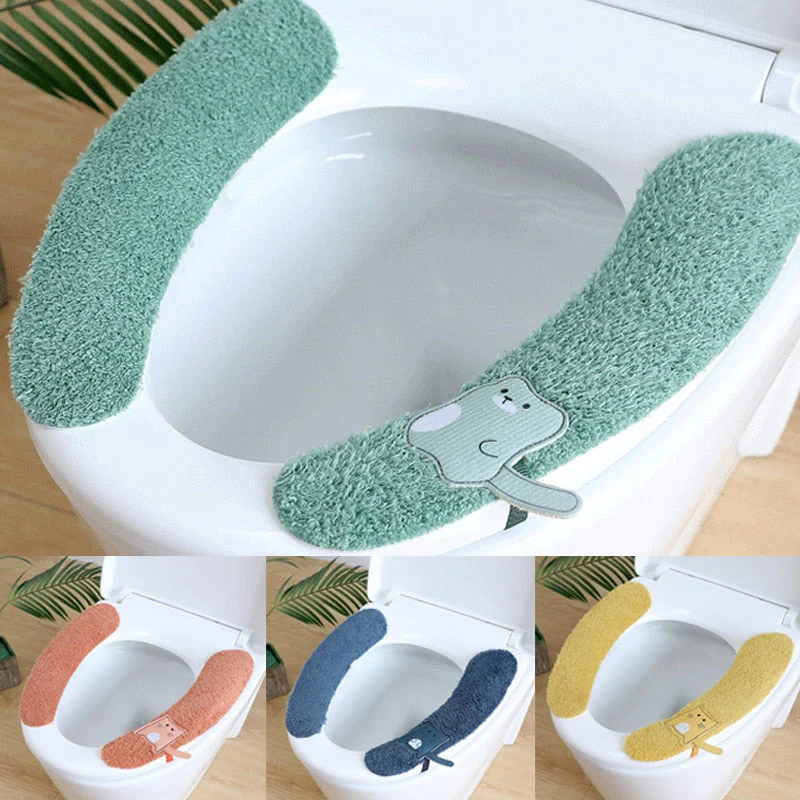 HULIANFU Universal Toilet Seat Stickers With Handles Cartoon Toilet Cushion Pad Washable Household Bathroom Lid Cover Pad Cushion Mat - Deanwangkt