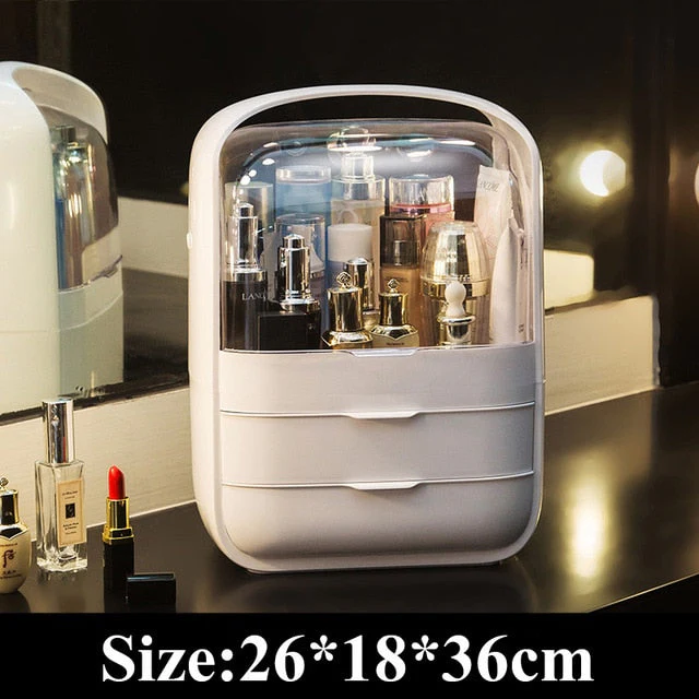 HULIANFU Large Capacity Makeup Organizer Cosmetic Storage Box Drawer Type Desktop Finishing Rack Dustproof Lipstick Beauty Mask Case - Deanwangkt