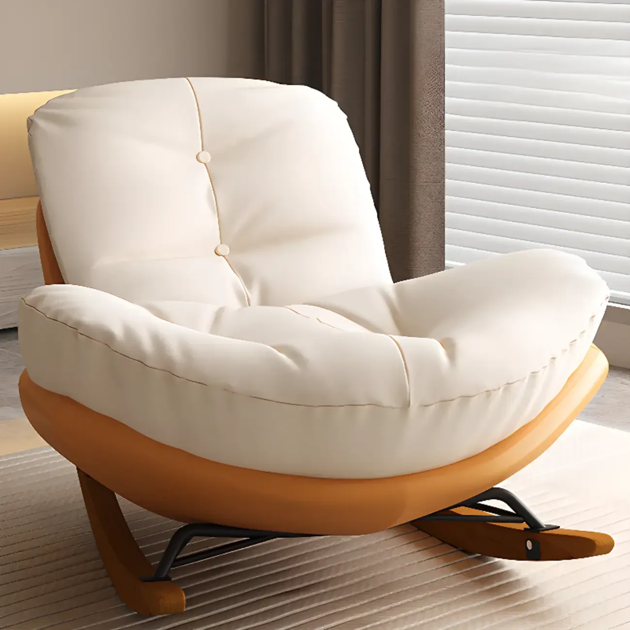 Scandinavian Upholstered Rocking Chair with Optional Ottoman