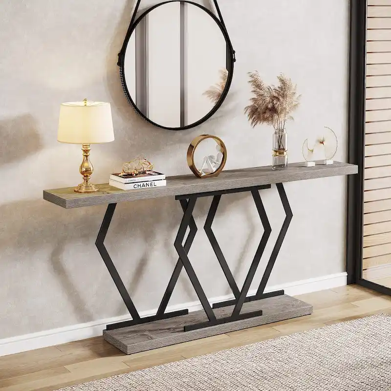 70.9 Inch Extra Long Modern Sofa Console Table with Faux Marble Tabletop Base Gold Frame for Living Room Entryway Hallway