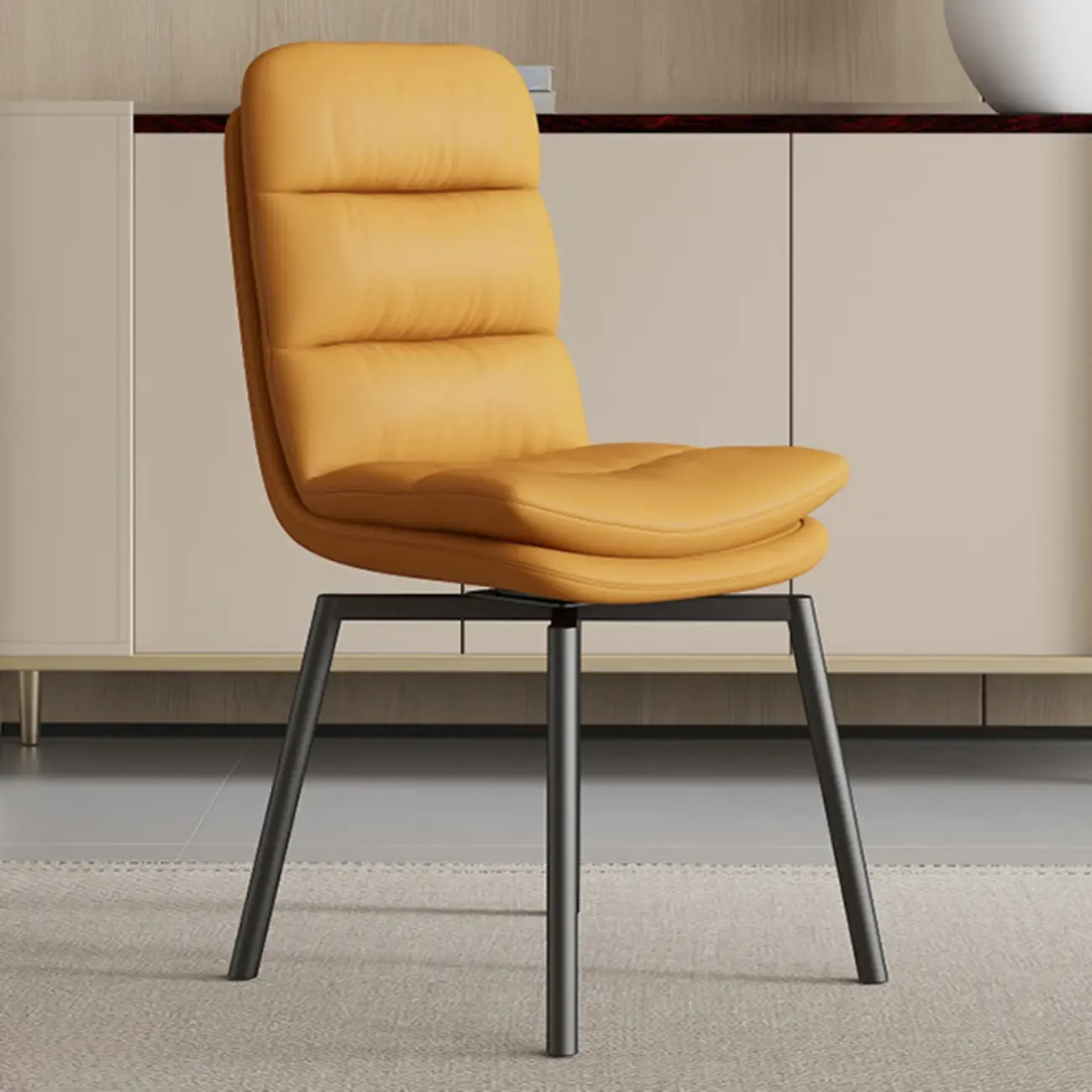 Art Deco Faux Leather Swivel Dining Chair