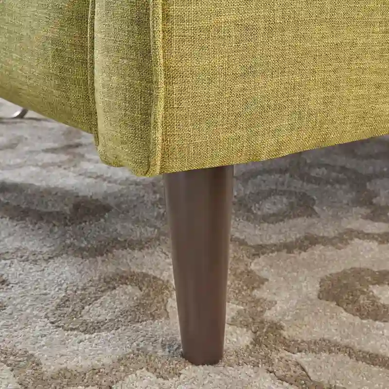 Green Fabric Mid-Century Upholstered Push Back Recliner with Footrest, Button-tufted Backrest, Beech Wood Legs