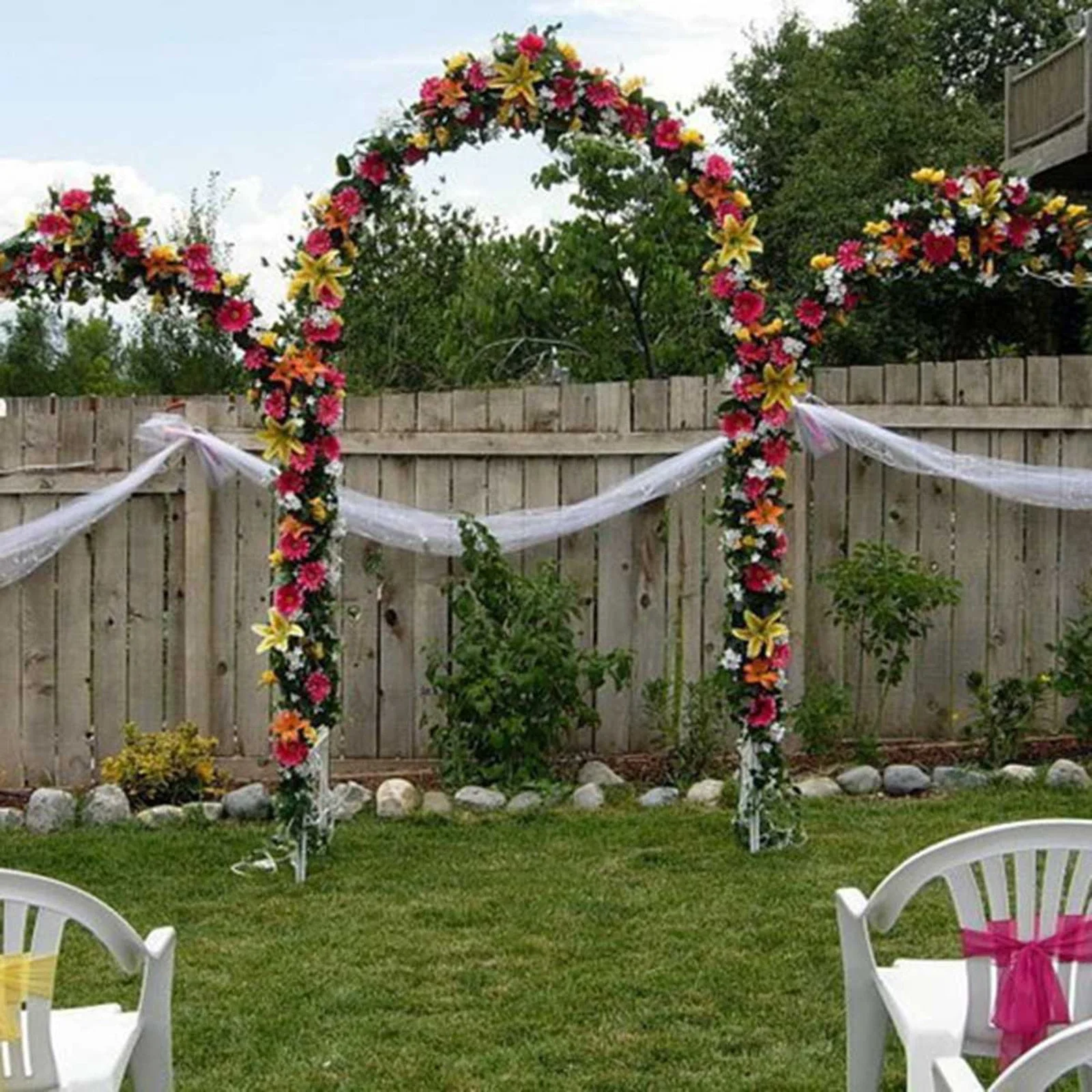 HULIANFU Metal Wedding Arch Stackable DIY Arch for Prop Supplies Decoration Easy Assembly Rose Gates Balloon Archway Arbours Party Decor - Deanwangkt