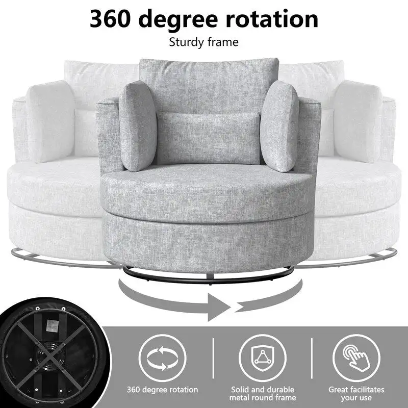 Chenille Swivel 34.7 Wide Soft Modern Upholstered Accent Chair