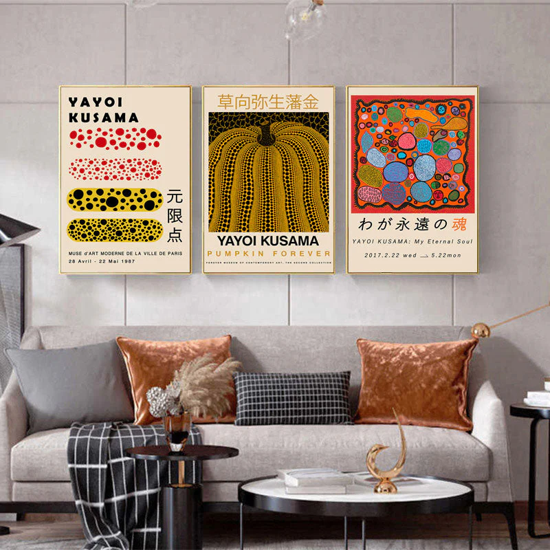 HULIANFU   Yayoi Kusama Exhibition Posters and Prints Gallery Wall Art Picture Museum Modern Canvas Painting Nordic Living Room Decoration - Deanwangkt