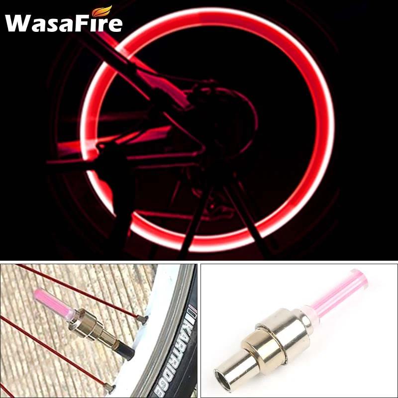 HULIANFU WasaFire Neon Bike Spoke Light Mini LED Bicycle Taillight MTB Wheel Tire Nozzle Valve Caps Lamp Cycling Warning Head Rear Light - Deanwangkt