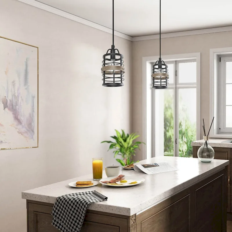 Carbon Loft Farmhouse 1-Light Cage Island Pendant Light - D4.7 *H7.9