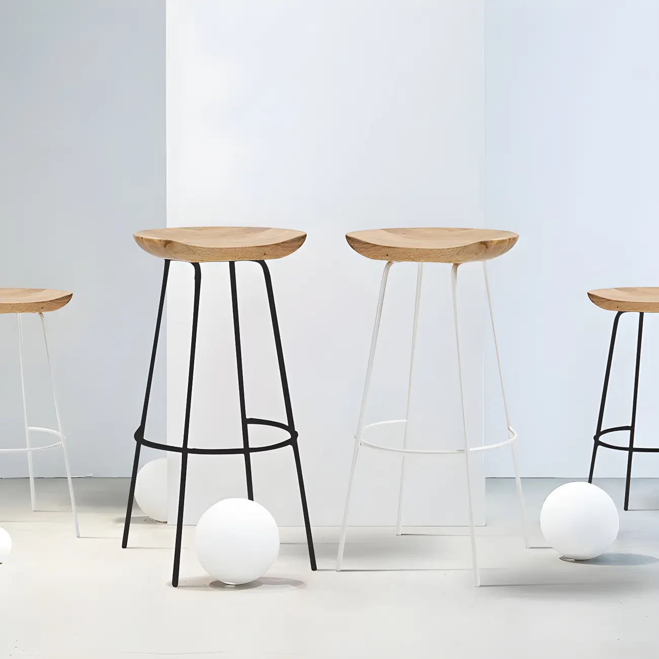 Modern Solid Wood Counter Height Bar Stools