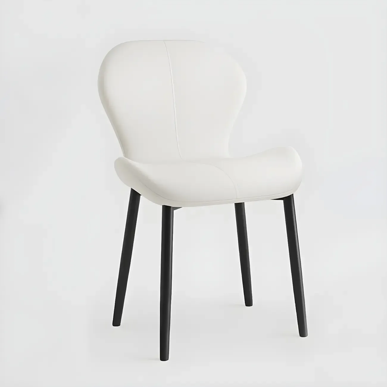 Art Deco Curved Back Leather Dining Chair Solid Back