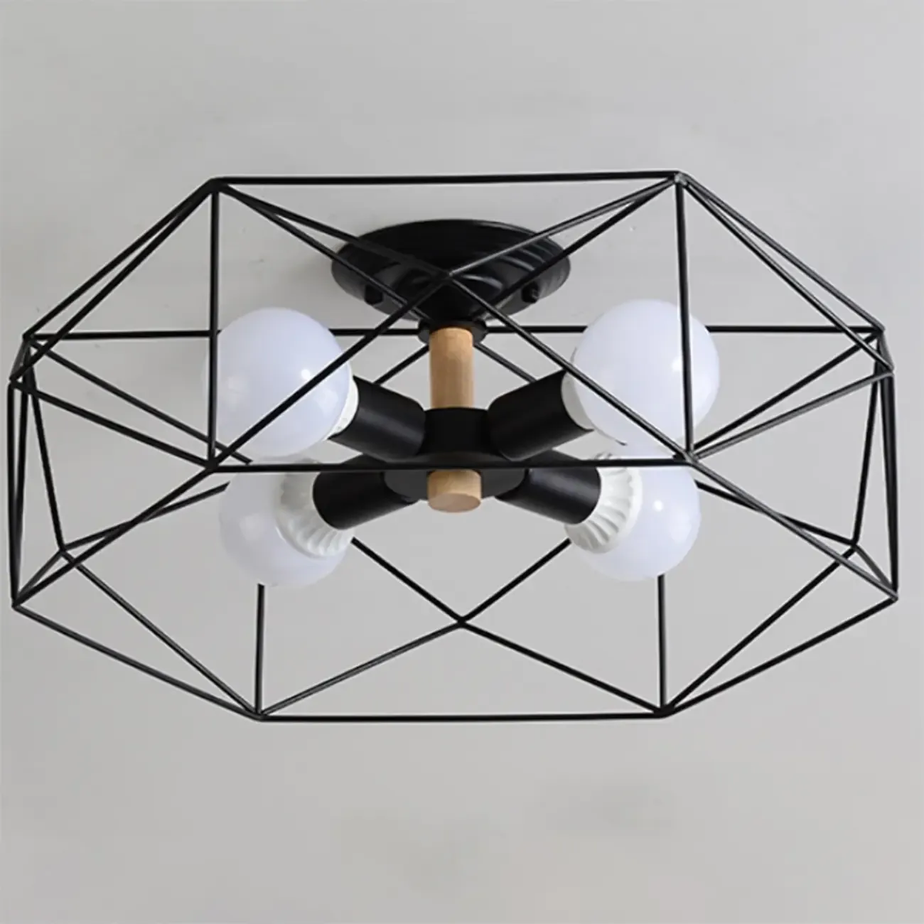 Sleek Gold Semi-Flush Ceiling Light with Iron Drum Shade