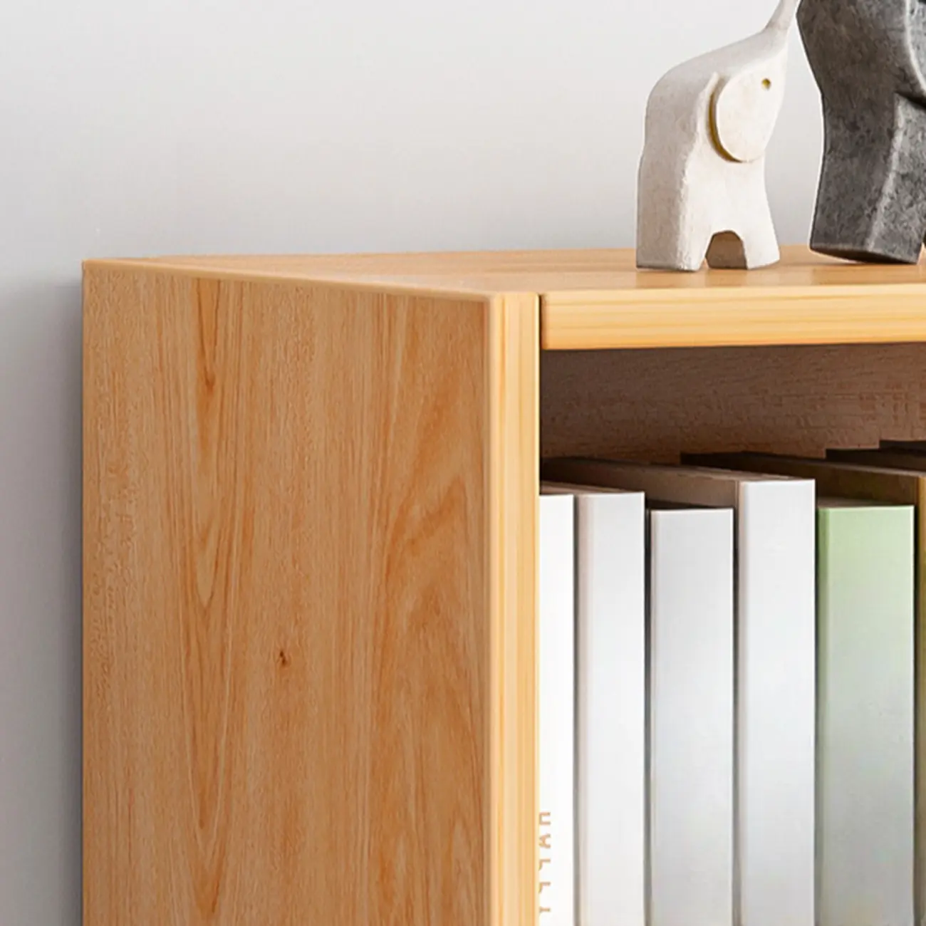 Simple Natural Finish Modular Vertical Wood Bookcase