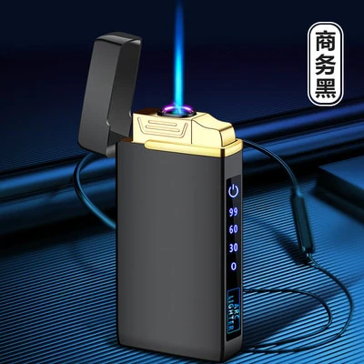 HULIANFU New Windproof Metal Dual Plasma Arc Lighter Jet USB Torch Lighter Gas Electric Butane Chargeable Pipe Cigar Lighter Gadgets - Deanwangkt