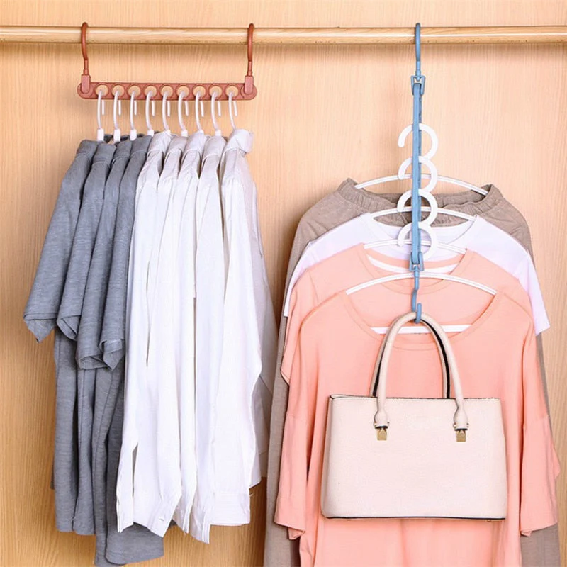 HULIANFU Magic 9-hole Support Circle Clothes Hanger Clothes Drying Rack Multifunction Plastic clothes rack Home Storage Hangers - Deanwangkt