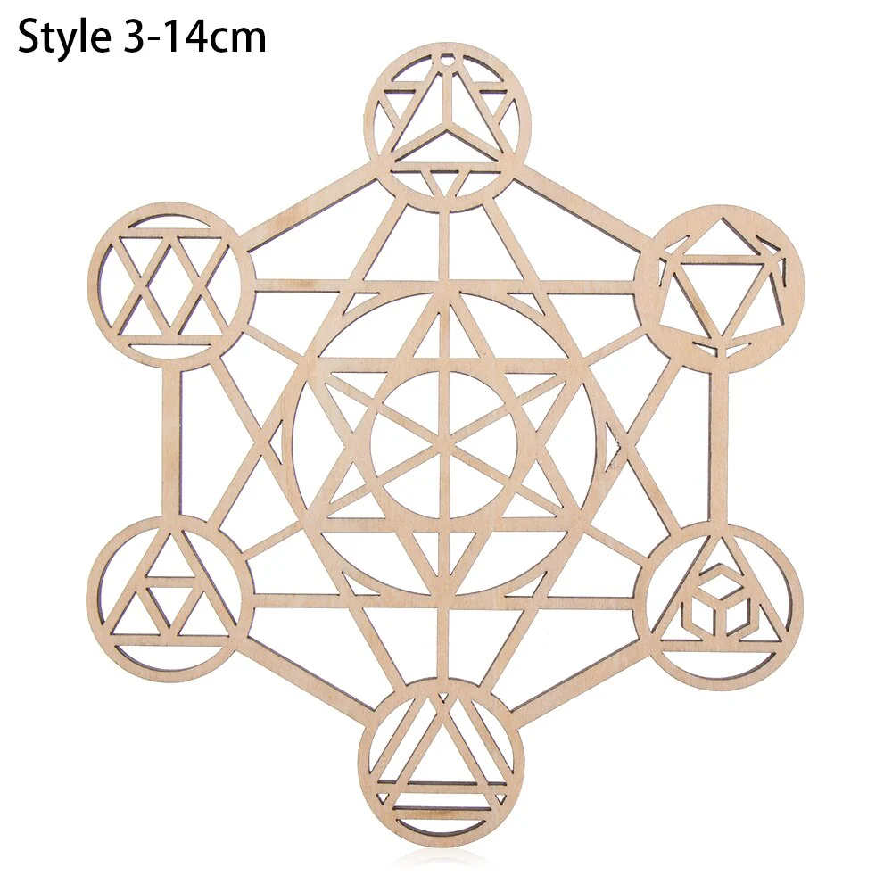 HULIANFU Log Color Chakra Pattern Round Edge Circles Carved Wooden Stand Coaster Flower of life Reload Stone Kitchen Hot Pad Mat Decor - Deanwangkt