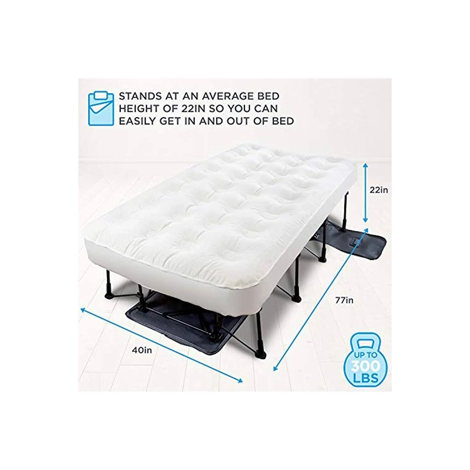 Ivation EZ-Bed Twin size, Air Mattress with Built in Pump, Deflate Defender Technology Inflatable Mattress