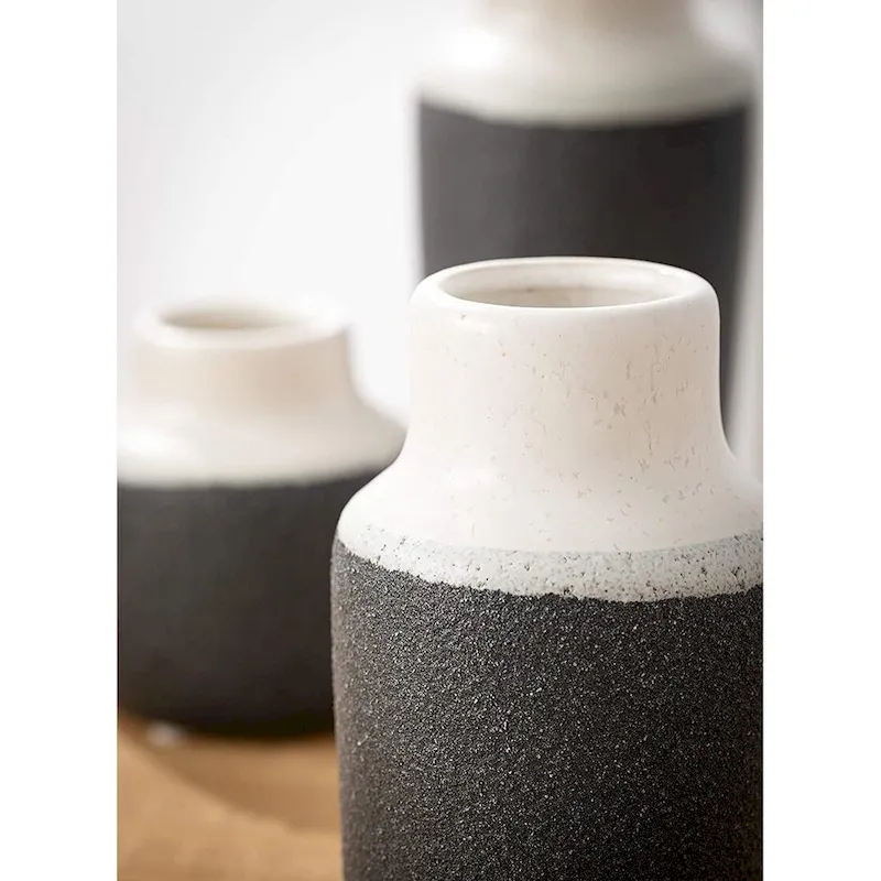 Small Ceramic Vase Set Modern Two-Toned