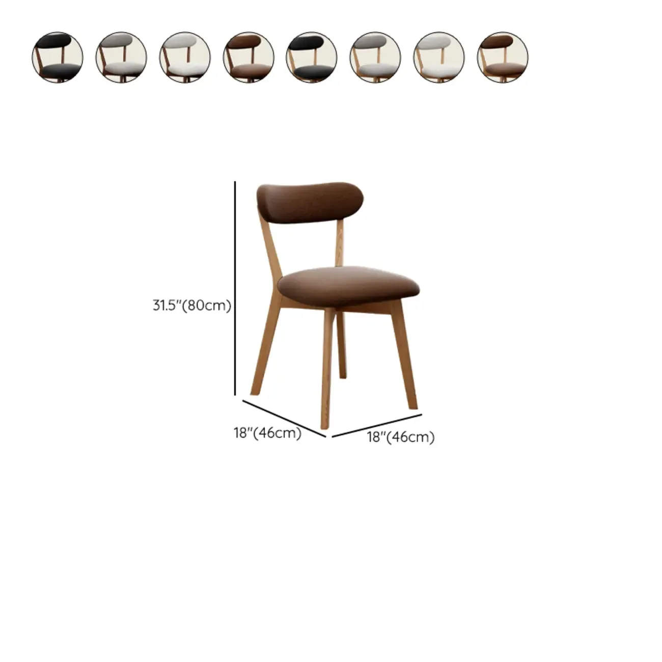 Walnut Wood Mid-Century Modern Upholstered Dining Chair