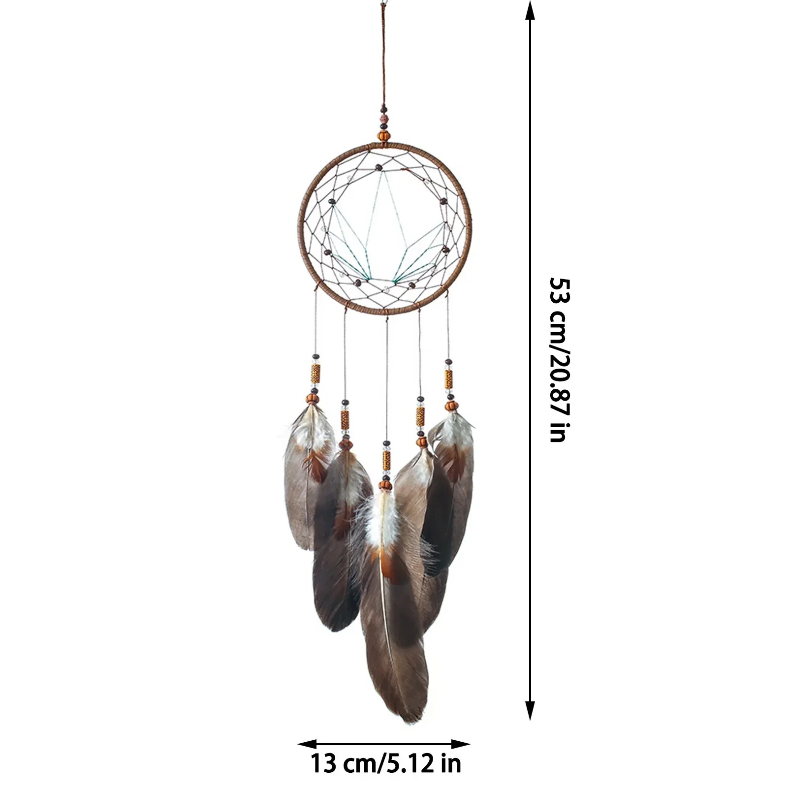 HULIANFU New Indian Style Dreamcatcher Moon Handmade Wind Chimes Wall Ornament Girls Room Decoration Feather Dream Catcher - Deanwangkt