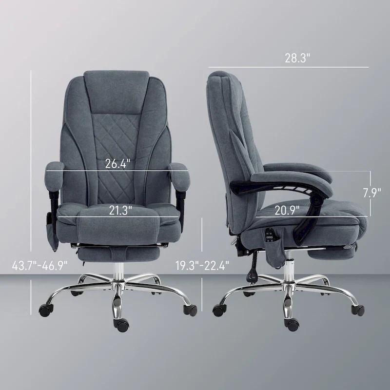 Vinsetto Massage Office Chair with 6 Vibration Points, Heated Reclining Computer Chair, Swivel Desk Chair