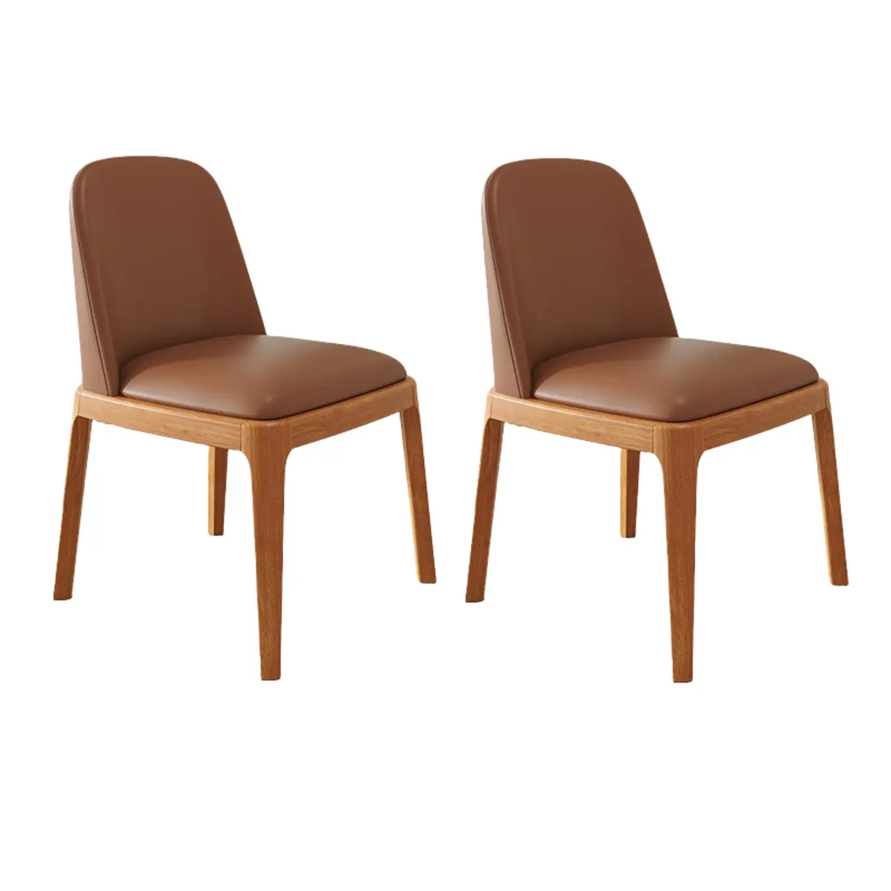 Modern Rubber Wood Upholstered Dining Chair Set of 2