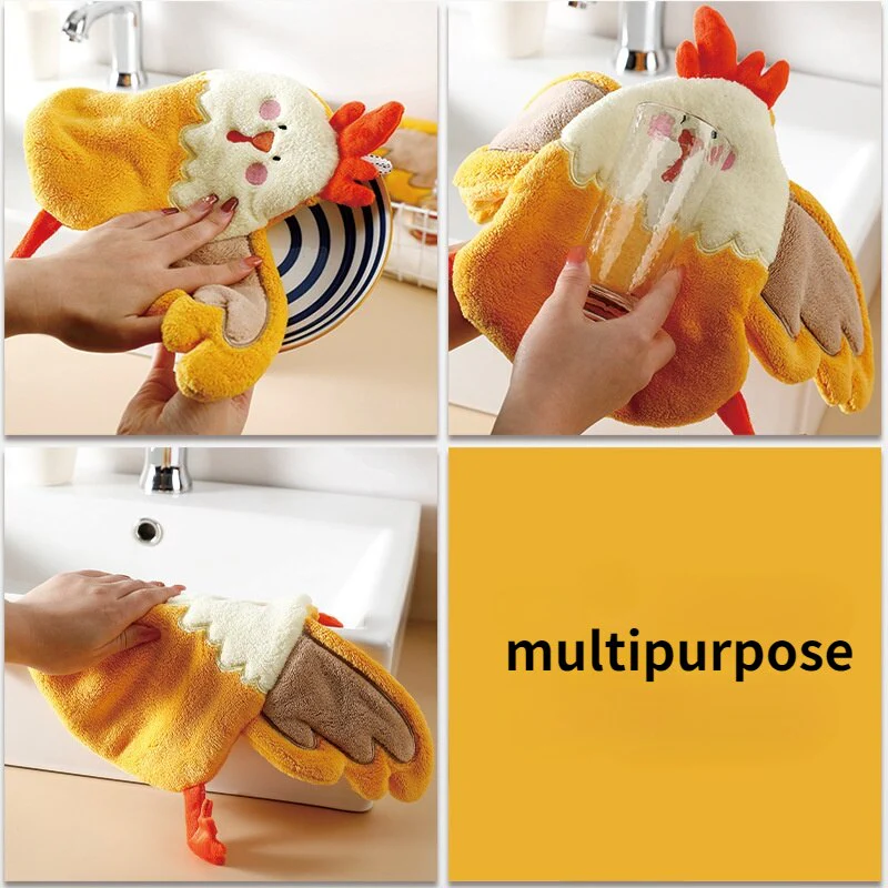 HULIANFU Lovely Cartoon Handkerchief Towel Hanging Absorbent Coral Velvet Wipe a Towel Household Kitchen Quick Drying Hand Cloth - Deanwangkt