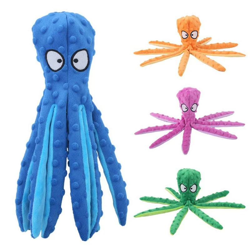 HULIANFU Pet Dog Plush Toy Squeaker Chew Animal Toy Octopus Skin Shell Bite Resistant Plush Toy Funny Durability Molar Toy Pets Supplies - Deanwangkt