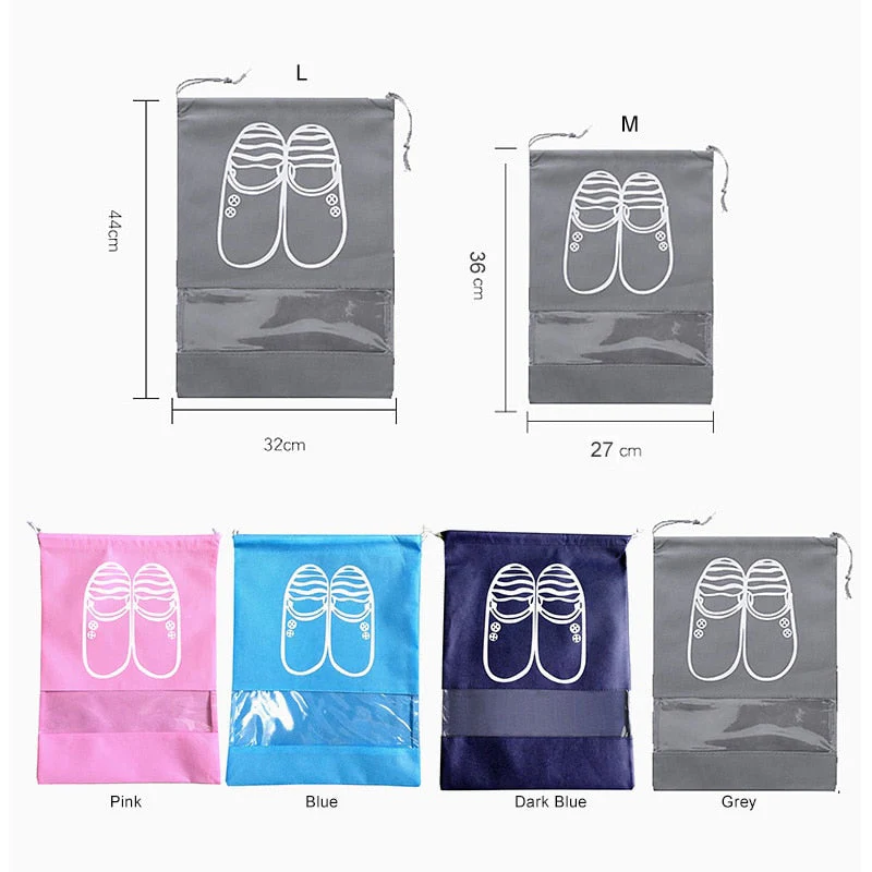 HULIANFU Shoes Storage Bag Closet Organizer Non-woven Travel Portable Bag Waterproof Pocket Clothing Classified Hanging Bag 5pcs L size - Deanwangkt