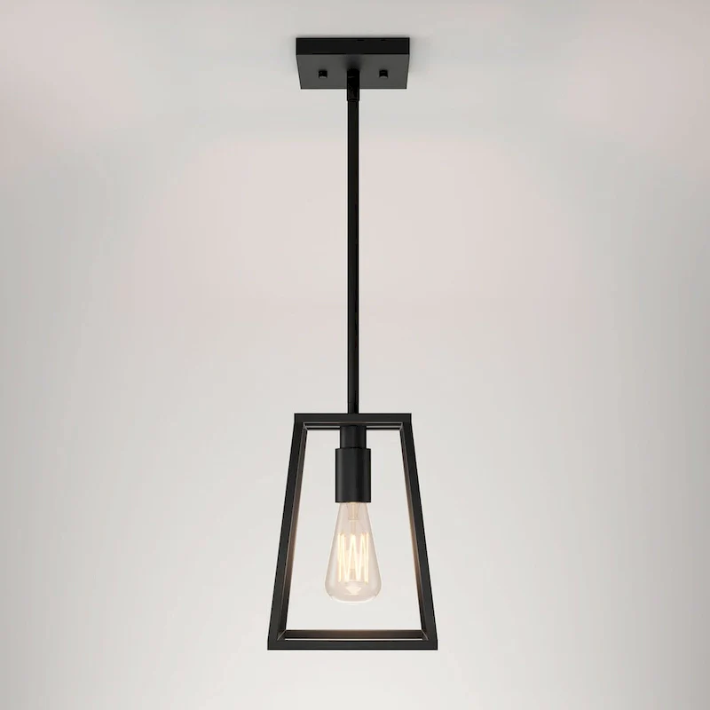 Artika Carter 1-Ligh Pendant with Amber Incandescent Bulb, Black