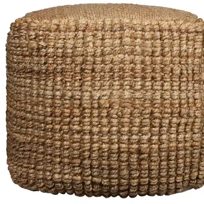 HomeRoots 18 Natural Jute Blend Cube Pouf Ottoman