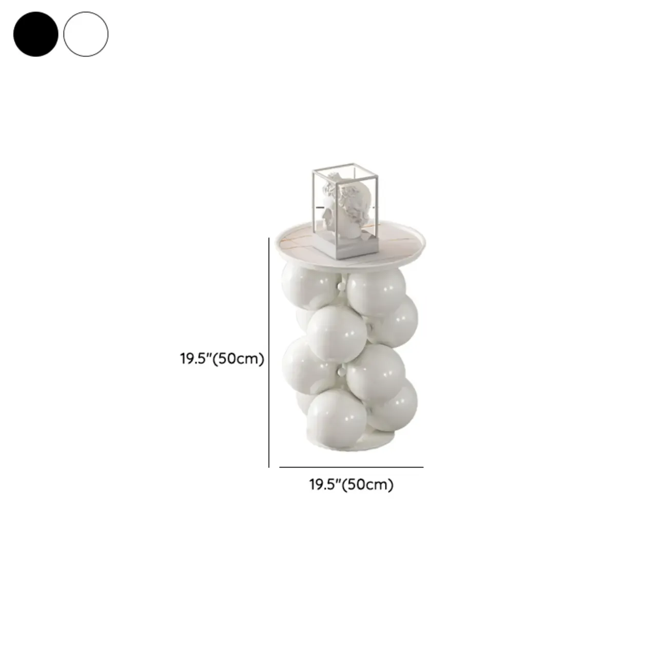 Artistic Modern Pedestal Metal Side Table with Stone Top