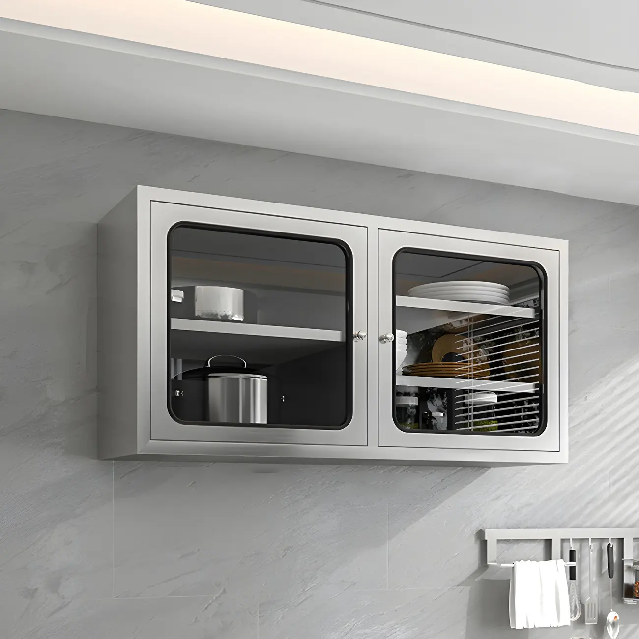 Adjustable Stainless Steel Wall-Mounted China Cabinet