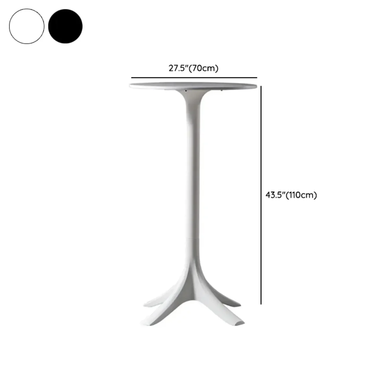 White Round Acrylic Tall Bistro Table Pedestal Base