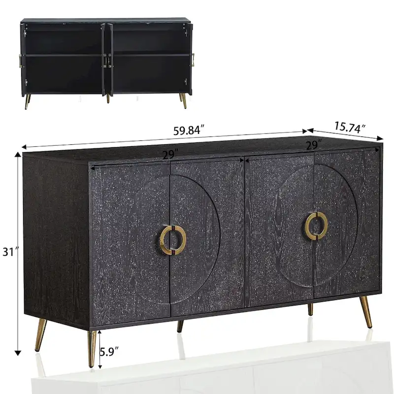 Modern Lacquered 4 Door Wooden Cabinet Sideboard Buffet Server Cabinet Storage Cabinet